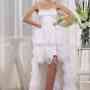 A-line Sweetheart Organza Satin Asymmetrical White Tiered Evening Dress