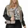 Belted Moto Jacket With PU Sleeves.